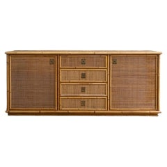 Credenza in bambù e giunco intrecciato – Dal Vera – anni ’70