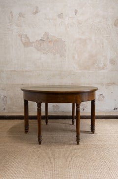 Pair of Turned Walnut Demilune Consoles – 19th Century