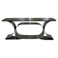 Steel and Smoked Glass Coffee Table – Franco Costalonga x Mimo Leone & Co. – 1970s