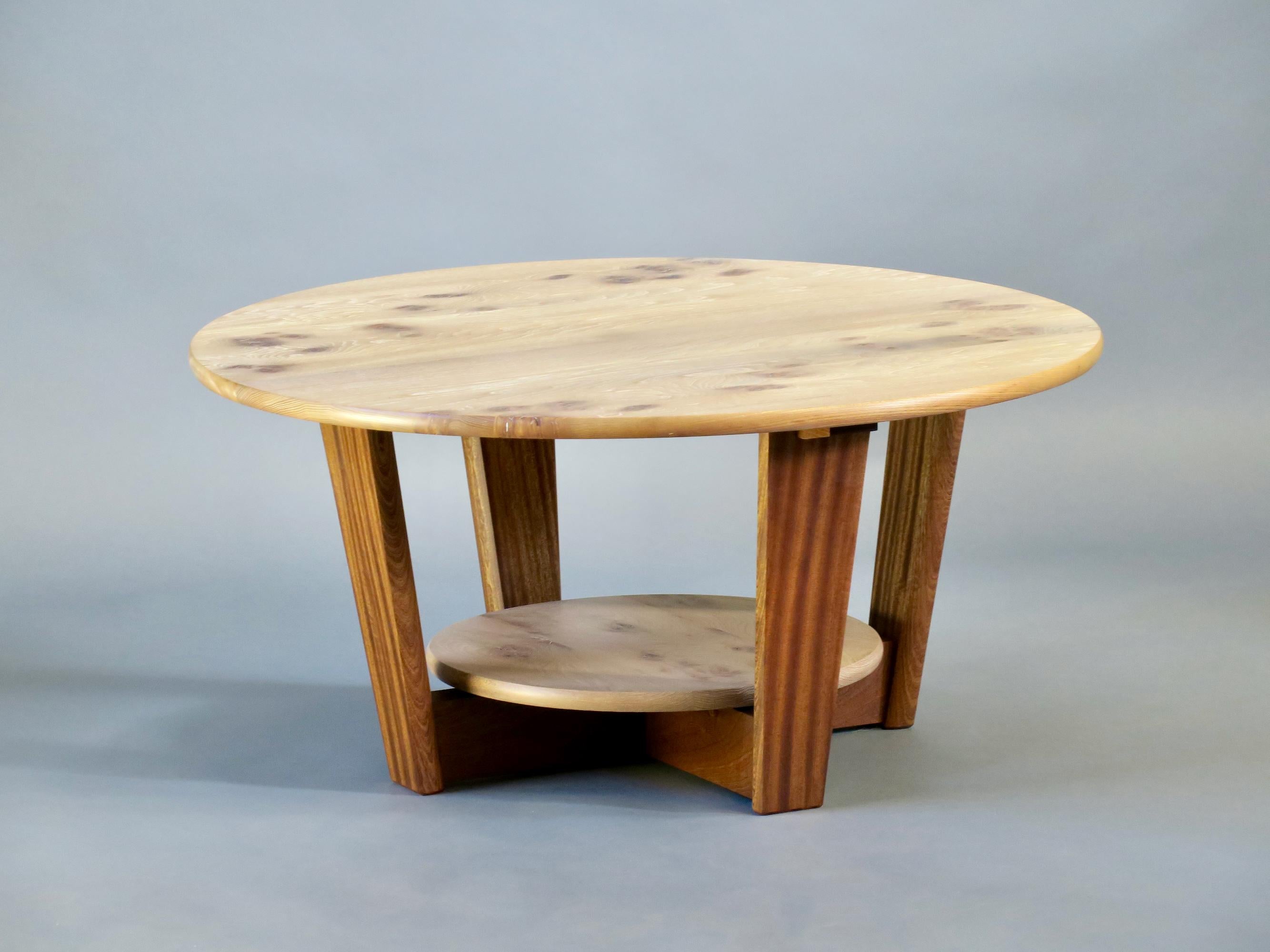 Round Coffee Table  Elm Walnut  Thomas Throop Black Creek Designs  Made to Order For Sale 2