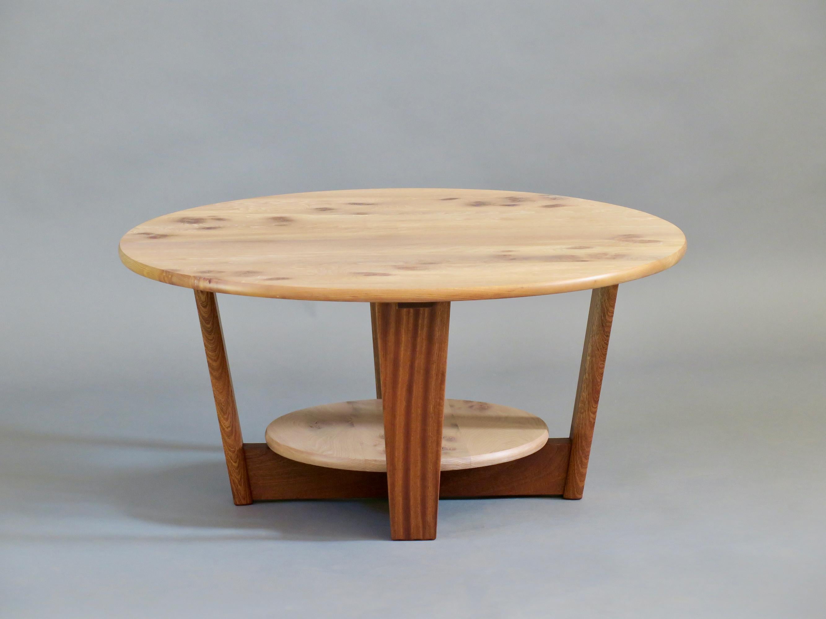 Round Coffee Table  Elm Walnut  Thomas Throop Black Creek Designs  Made to Order For Sale 3