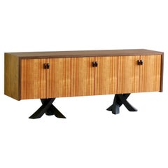 Modern Walnut  Koa Credenza  Sculptural Legs by Thomas Throop  Made to Order