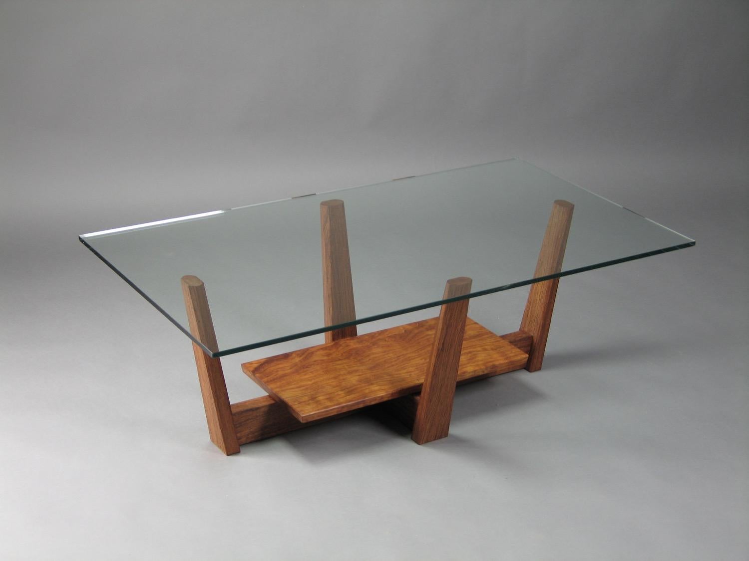 Modern Glass and Bubinga Coffee Table Thomas Throop Black Creek Designs  Made to Order For Sale