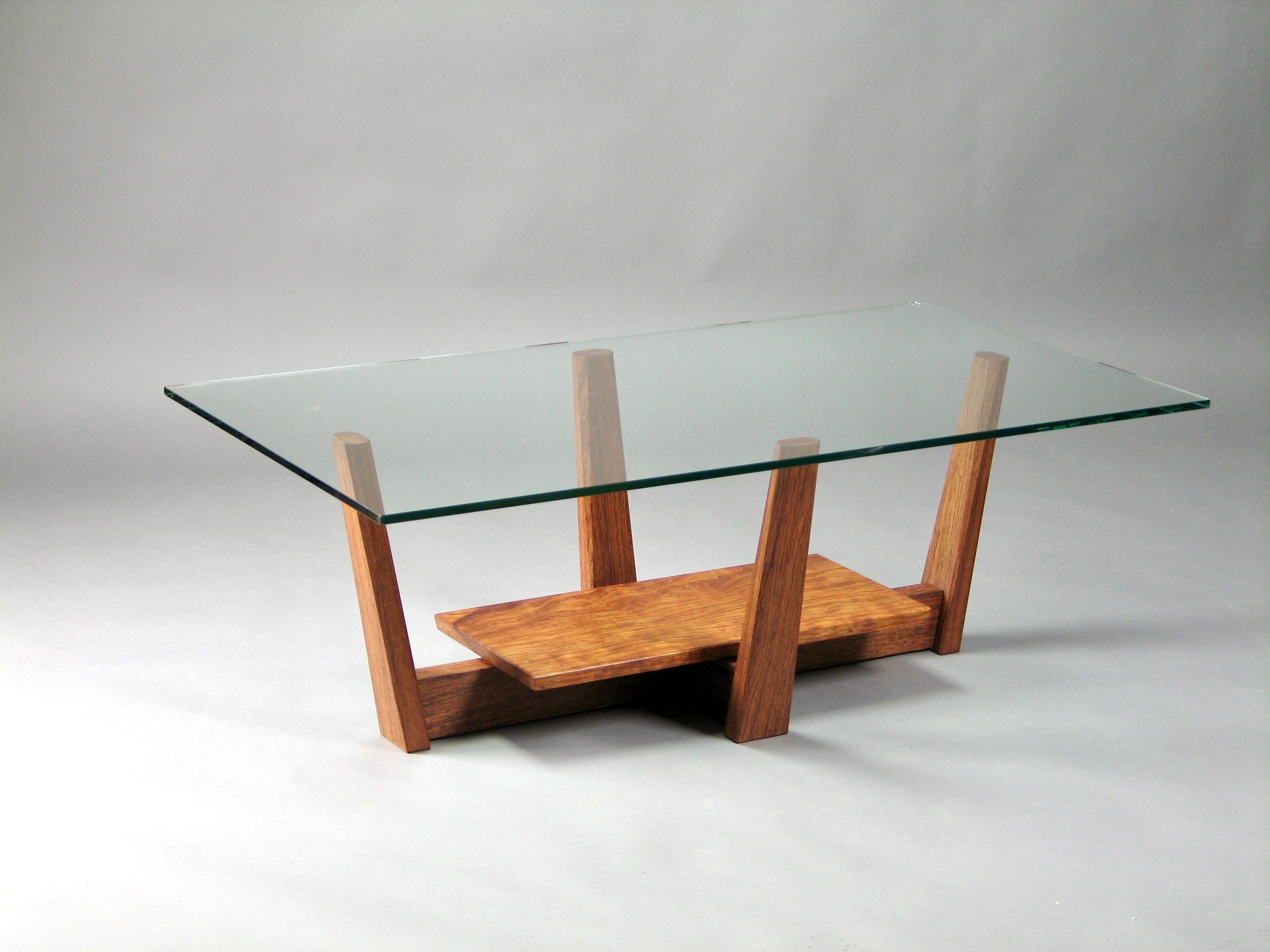 Contemporary Glass and Bubinga Coffee Table Thomas Throop Black Creek Designs  Made to Order For Sale