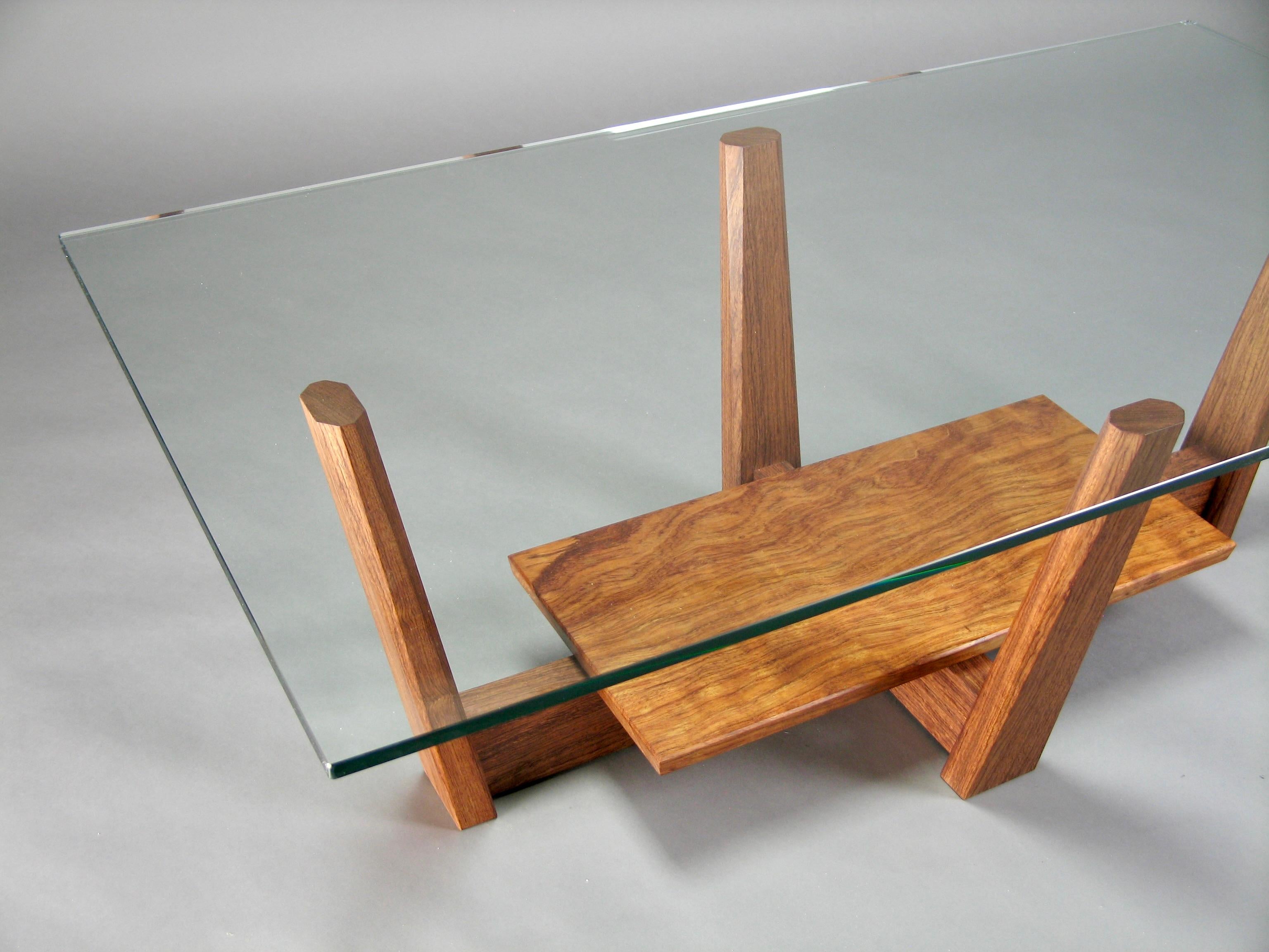 Glass and Bubinga Coffee Table Thomas Throop Black Creek Designs  Made to Order For Sale 1