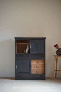 Japanese Antique Sen Wood Storage Cabinet, 1930s–1950s, Japandi Wabi-Sabi