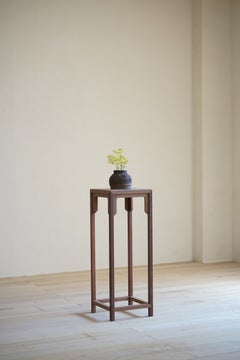 Japanese Antique Walnut Wood Flower Stand, 1930s–1950s, Wabi-Sabi