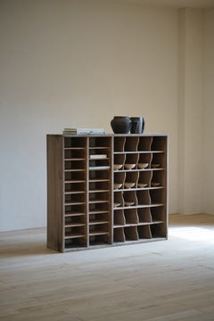 Japanese Vintage Antique Oak Storage Shelf, 1940s–1960s, Japandi Wabi-Sabi