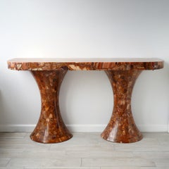 Muller's of Mexico Onyx Double Pedestal Console Table, 1960s