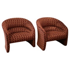 Pair of 1980s Designer Carson's Lounge Chairs in Kirkby Geometric Velvet