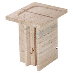 Stool Roman Travertine Biege Contemporary Handcrafted Kahn by Sanna Völker