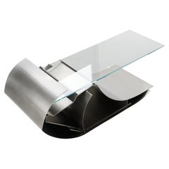 Coffee Table Steel and Glass Contemporary Sculptural Re-Built by Todomuta