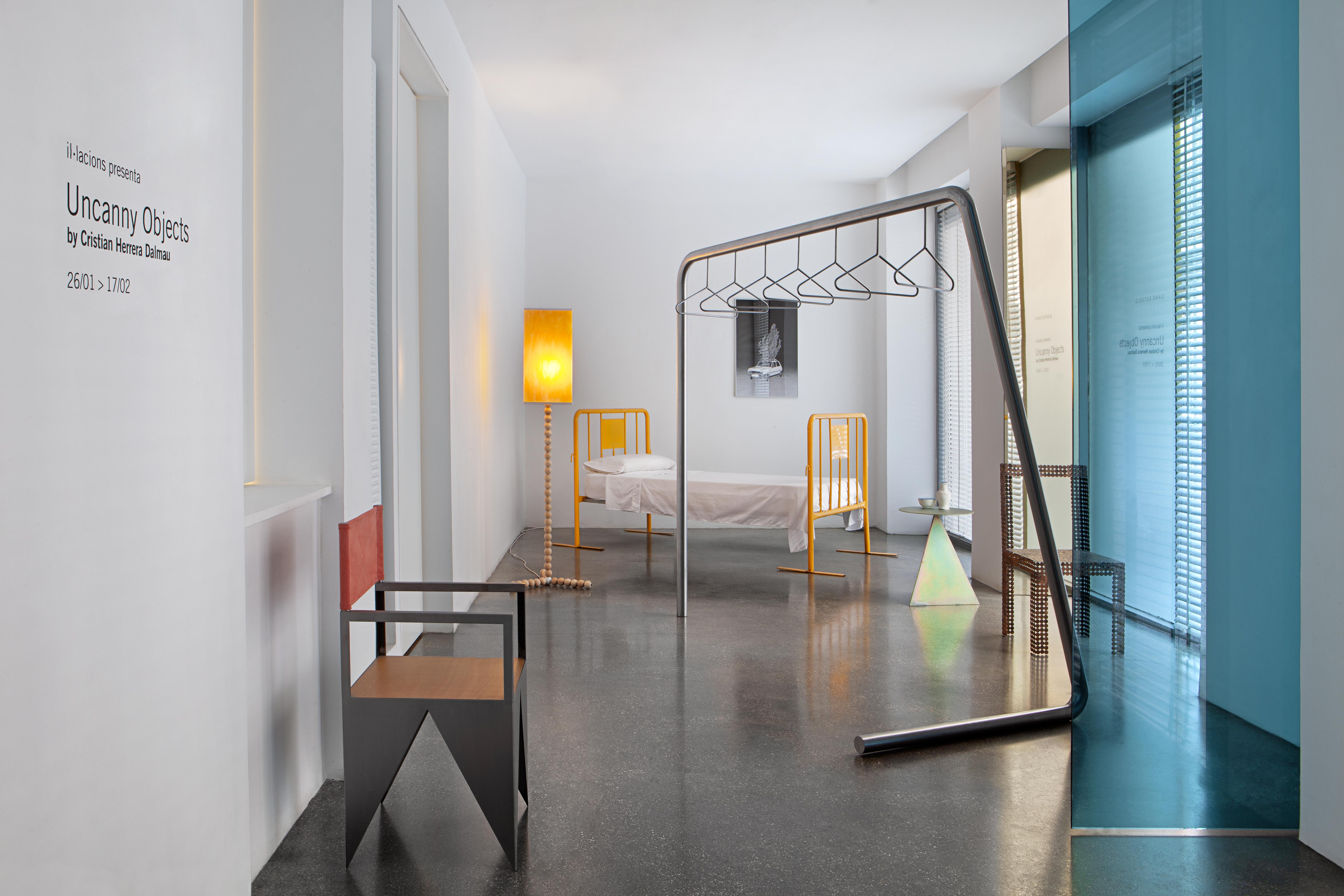 Contemporary Difficult Table side table in bichromated steel by Cristian Herrera Dalmau For Sale