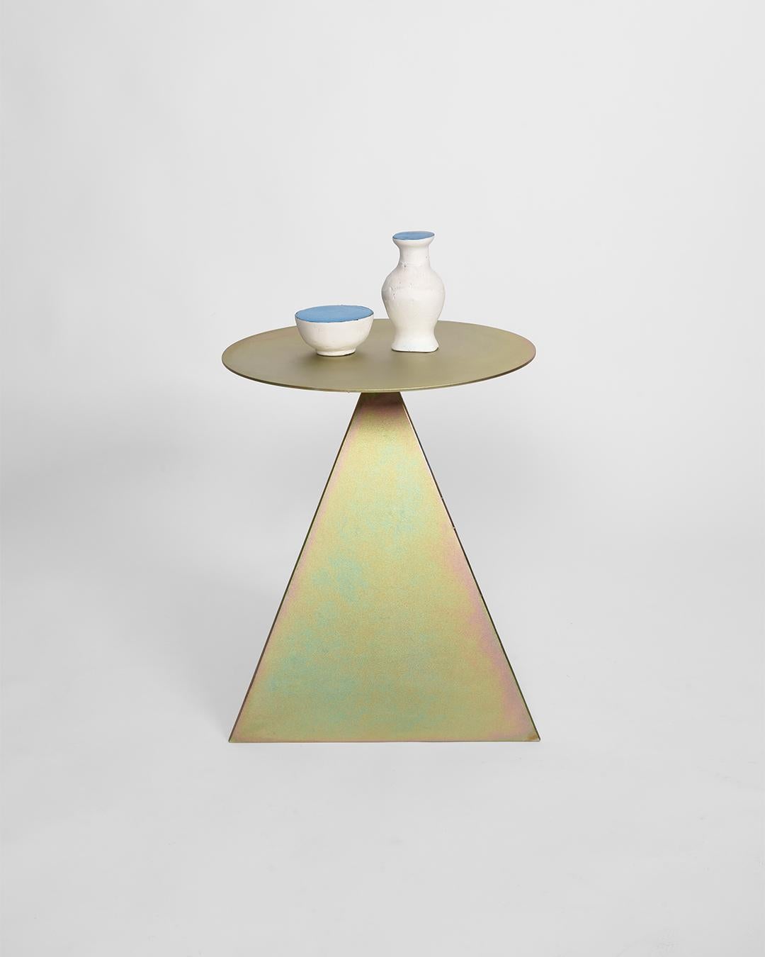 Welded Difficult Table side table in bichromated steel by Cristian Herrera Dalmau For Sale