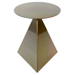 Difficult Table side table in bichromated steel by Cristian Herrera Dalmau