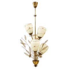 Elegant Mid-Century Modern chandelier, 1950s, Style of Paavo Tynell