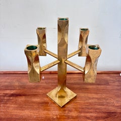 Scandinavian Modern Brass Candle Holder by Vallonmässing, Sweden