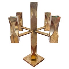 Scandinavian Modern Brass Candle Holder by Vallonmässing, Sweden
