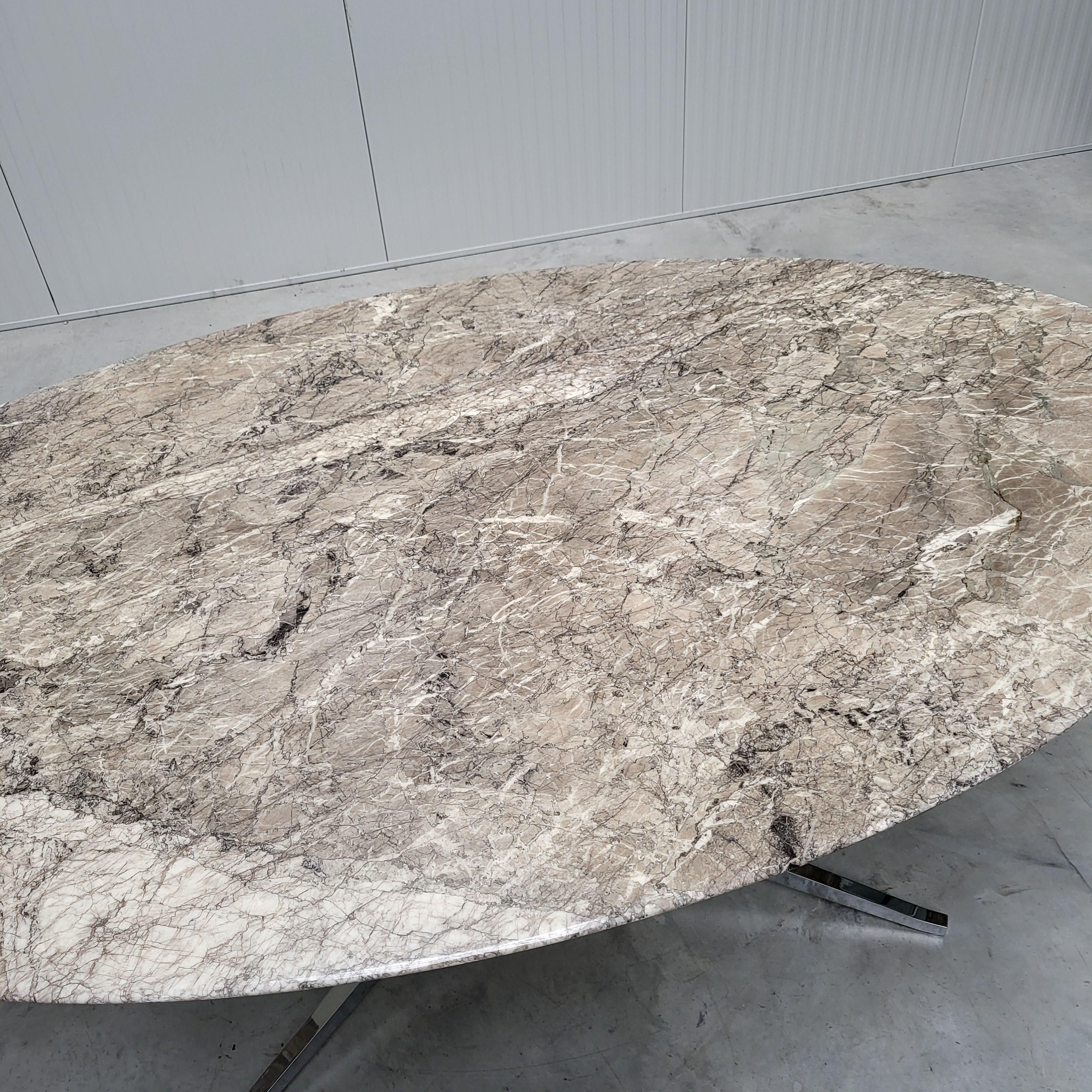 Hand-Crafted Florence Knoll Oval Marble Tulip Dining Table by Knoll 1970s