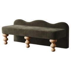 "Celine" Scalloped Bench - Olive Velvet by Christiane Lemieux