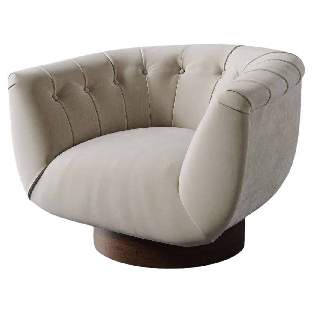 Lune Swivel Chair in Plush Velvet by Christiane Lemieux For Sale