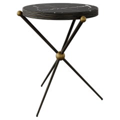 "Cambert" Marble and Iron Round Side Table by Christiane Lemieux