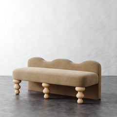 Custom 54" Celine Scalloped Bench in Performance Velvet, Hand-Crafted, USA