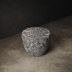 Taiko Handmade Ceramic Drum End Table or Stool, in Oxidized Jade Reactive Glaze