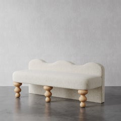 Custom 54" Celine Scalloped Bench in Berbers or Boucles, Hand-Crafted, USA