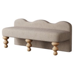 Custom 54" Celine Scalloped Bench in Berbers or Boucles, Hand-Crafted, USA