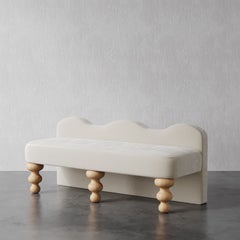 Custom 54" Celine Scalloped Bench in Textured Velvets, Hand-Crafted, USA