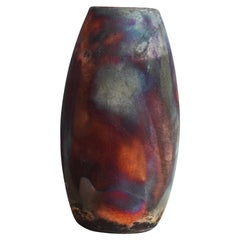 Tsuri Raku Pottery Vase - Full Copper Matte - Handmade Ceramic Home Decor Gift