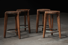 Pierre Jeanneret Round Iron-Stretcher Stool, Chandigarh, c.1965-66