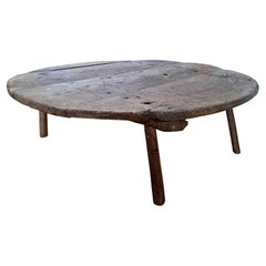 Antique Wabi Sabi, Pine wood round Coffee Table