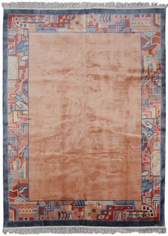 7X10 Vintage Silk Art Nouveau Rug Fine Natural Silk Tapestry 198cm×292cm
