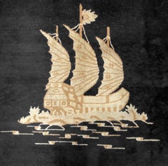 4x4 Antique Art Deco Chinese Rug Rare Ship Tapestry 107cm x 112cm Circa 1930