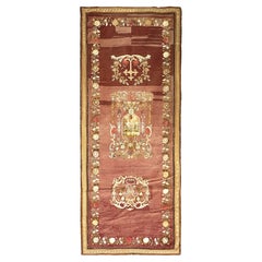 4×9 Antiker französischer Wandteppich, signiert, aus Wolle und Seide, Nadelspitze, 107 cm × 269 cm, um 1900