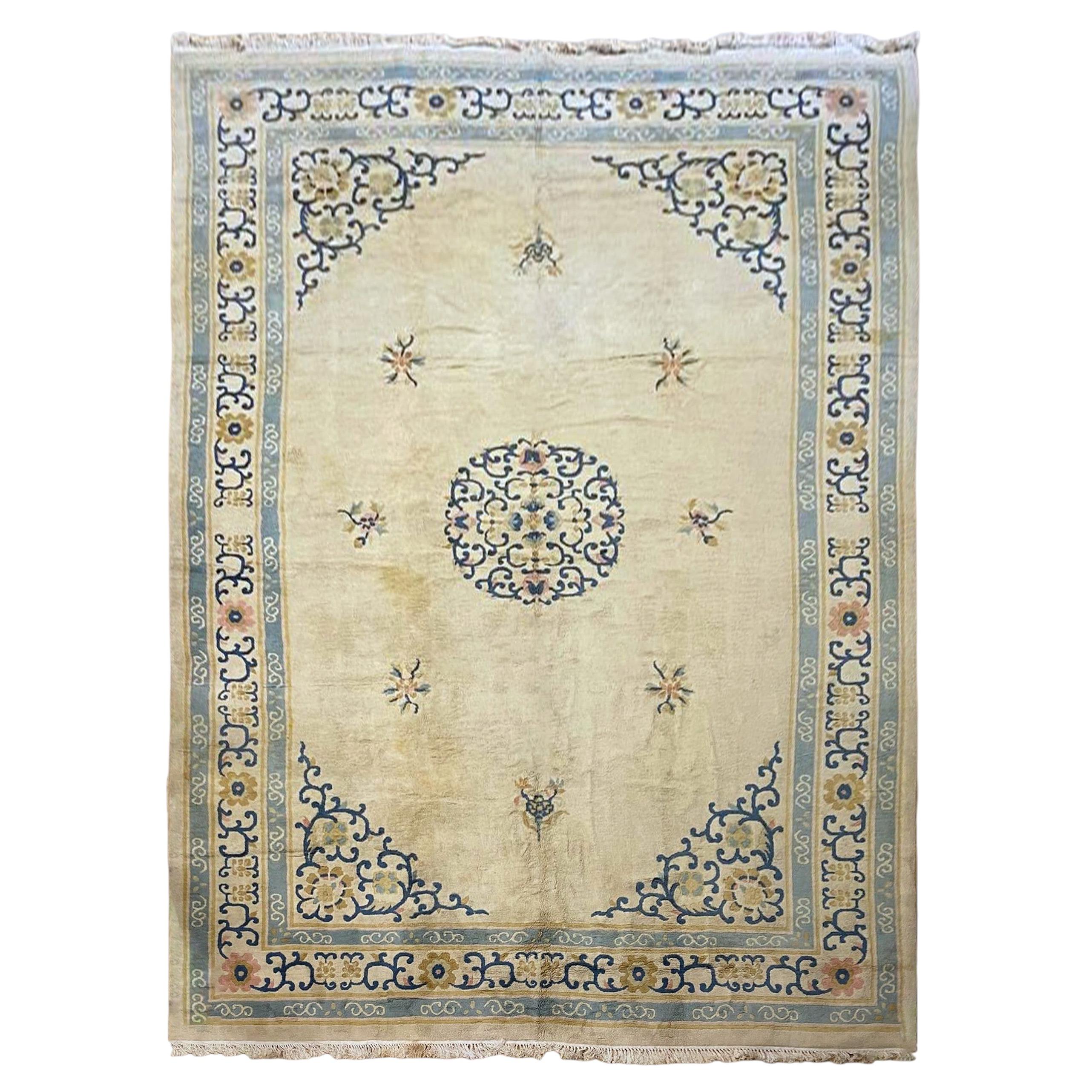 11x17 Antique Chinese Peking Rug Fine Weave Art Deco 335cm x 526cm C.1920 For Sale
