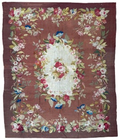 7x8 Exceptional Antique French Aubusson Rug Napolian III 203cm x 244cm C.1870