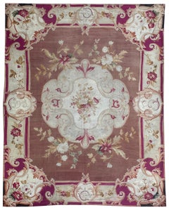 9X12 Exceptional Antique French Aubusson Rug Napolian III 285cm x 358cm c. 1870