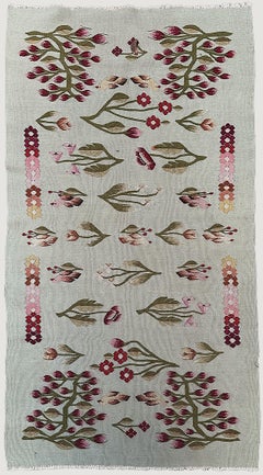 Tappeto Kelim vintage della Bessarabia, 3X5, metà del XX secolo, 76 cm x 147 cm, motivi floreali e botanici