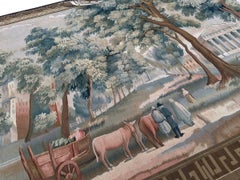 6X8 Vintage European Pastoral Tapestry Verdure Handwoven 168cm x 239cm c.1960