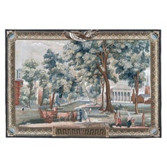 6X8 Vintage European Pastoral Tapestry Verdure Handwoven 168cm x 239cm c.1960