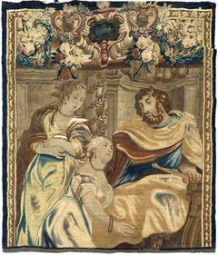 6x7 17th Century Antique Flemish Figural Tapestry Wool & Silk 191cmx216cm