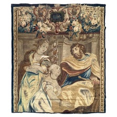 6x7 17th Century Antique Flemish Figural Tapestry Wool & Silk 191cmx216cm