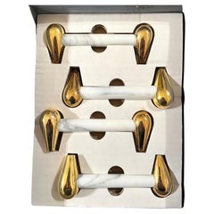 Group of 4 Handles in Carrara Marble and Brass 1960 production