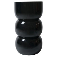 Chess Stool/ Sculptural Side Table, Convex, in black piano finish