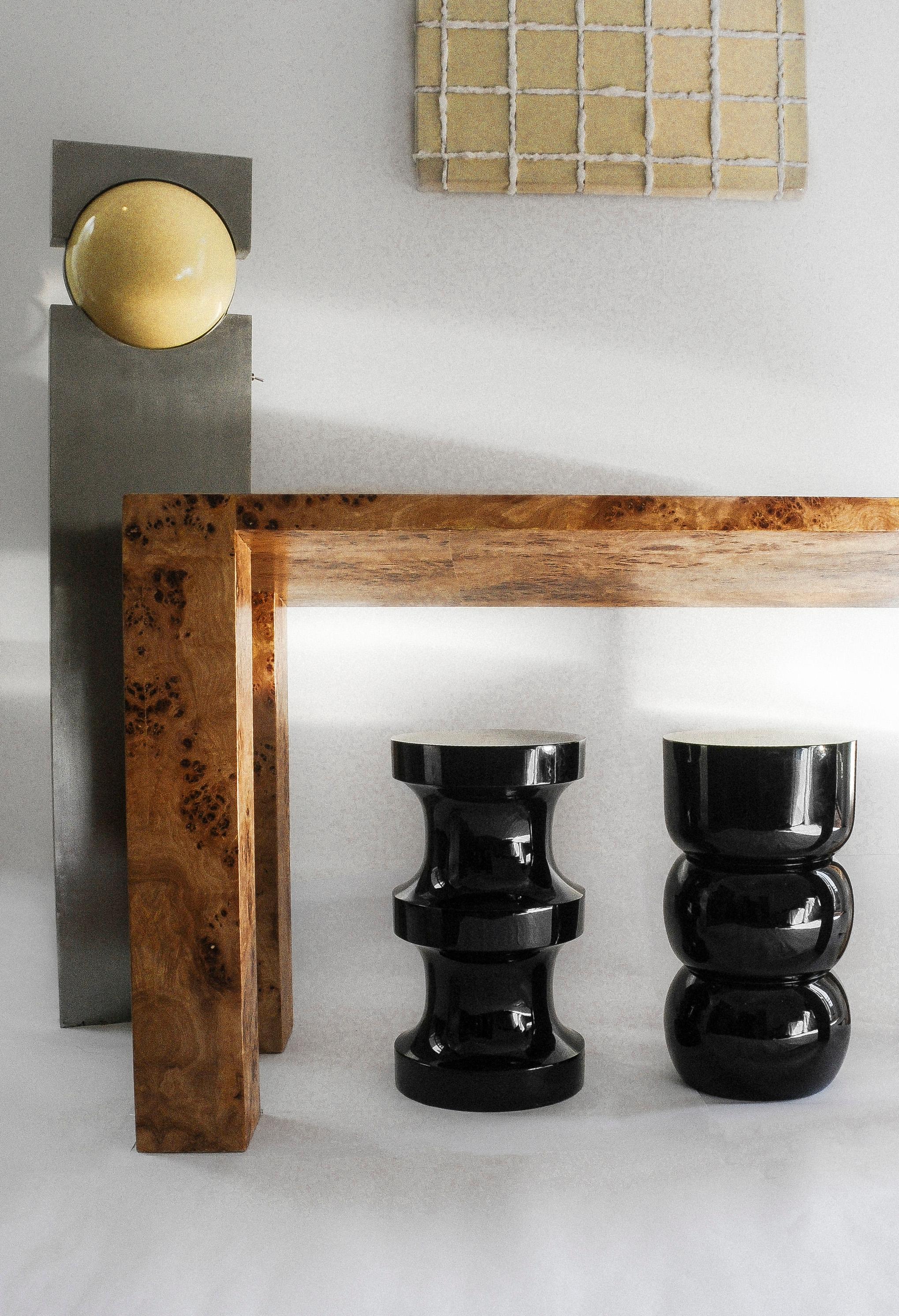 Post-Modern Mappa Burl Wood Venner Sculptural Console Table For Sale