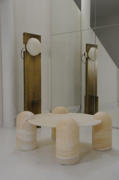 Hero Lamp by Panorammma, Brass-Plated Stainless Steel, Stone Sphere, Sculptural