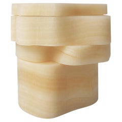 White Moth Nightstand / Side Table by Panorammma, White Onyx, Mexico